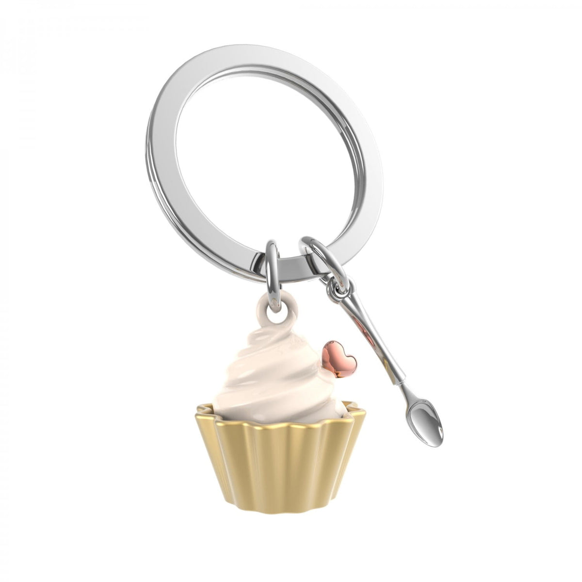 Gold Cupcake & Spoon Keyring