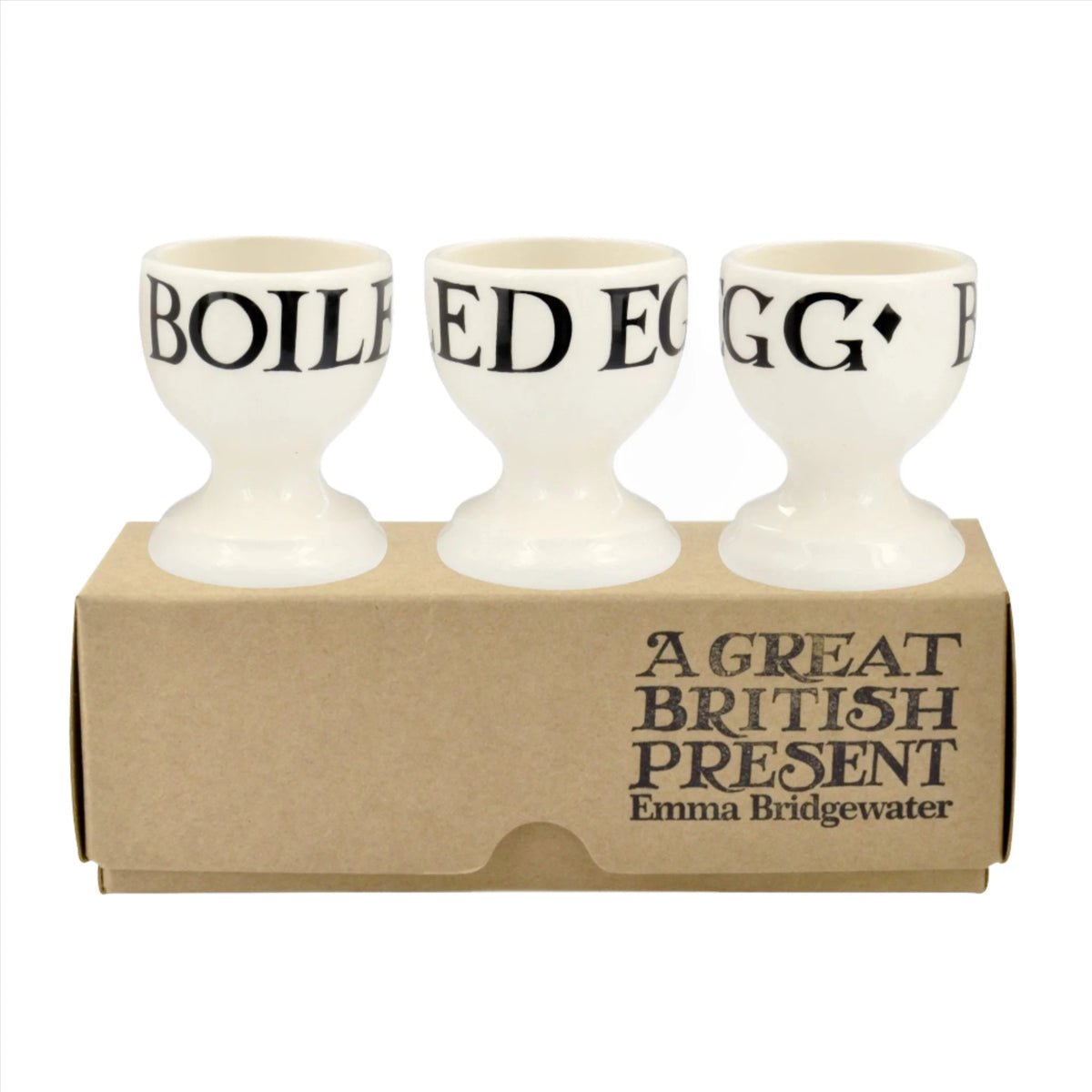 Black Toast Set of 3 Egg Cups Boxed