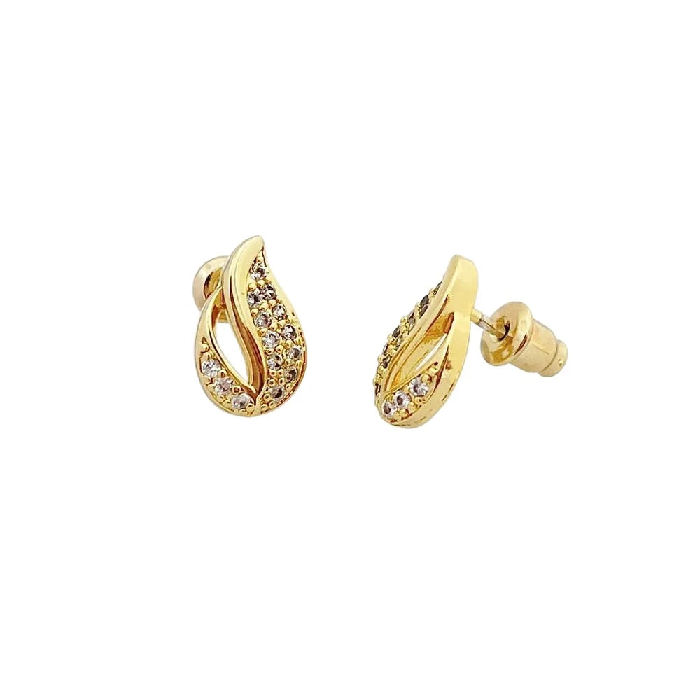 Diamond gold drop stud earrings