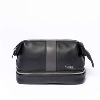 Paul Oliver Black Luxury Wash Bag With Graphite Stripe