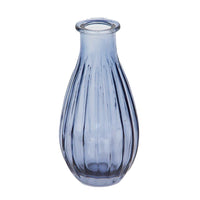 Boho Ribbed Glass Bud Vase Navy