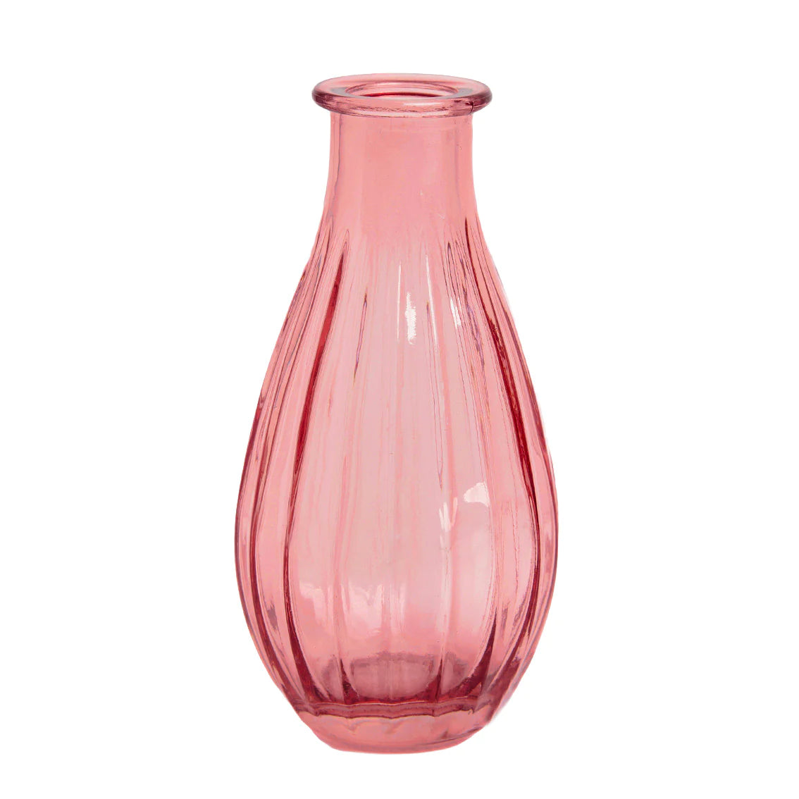 Boho Ribbed Glass Bud Vase Plum