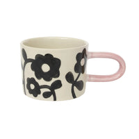 Mono Floral Print Ceramic Mug