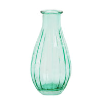 Boho Ribbed Glass Bud Vase Green
