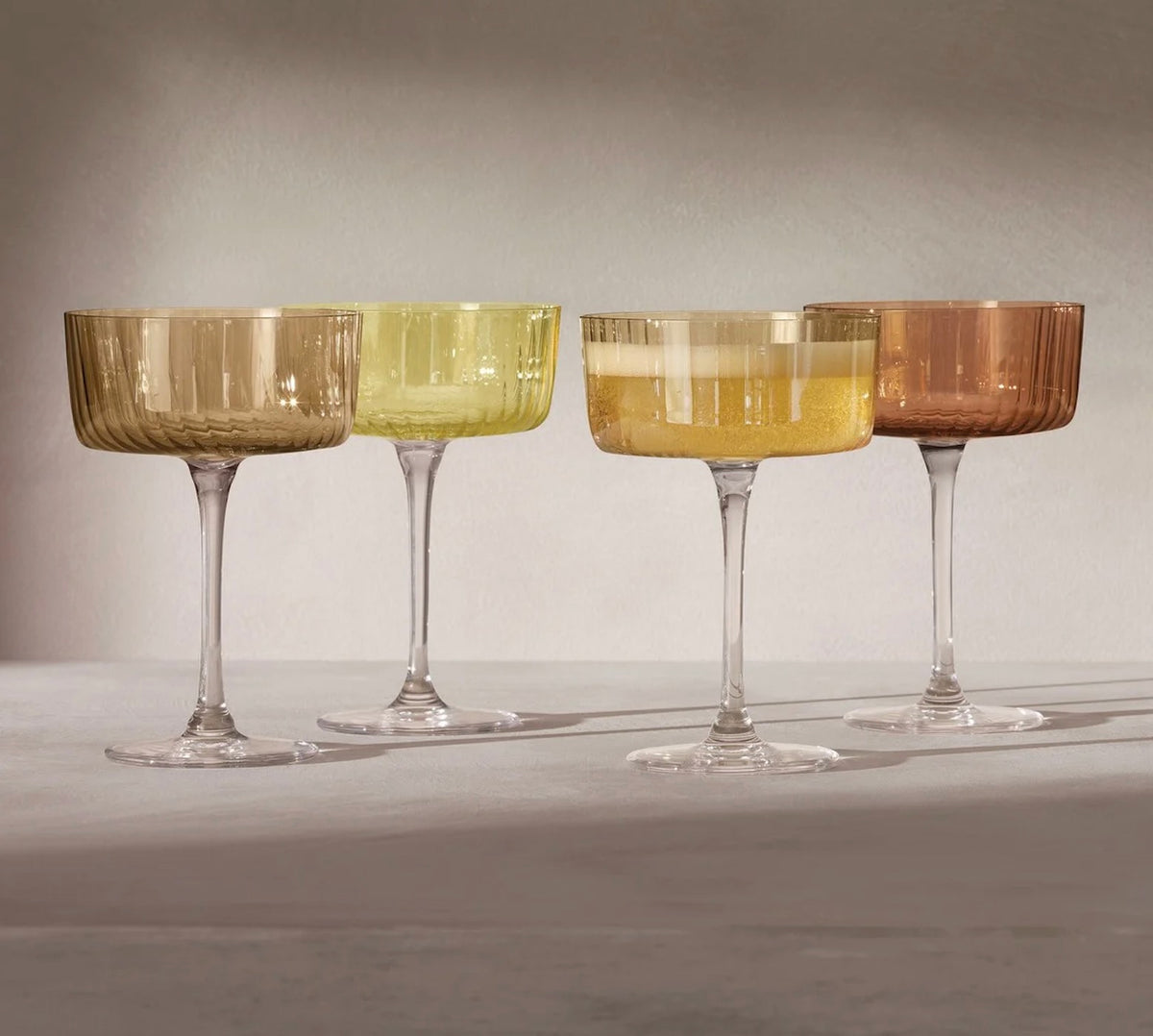 LSA - Amber Gems Champagne/Cocktail Saucers - Set of 4