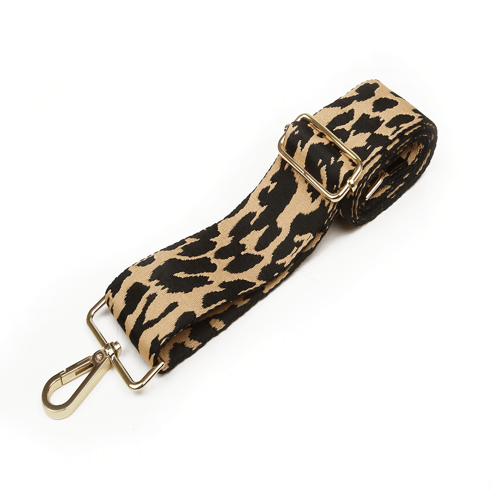 Cross Body Strap - Black & Beige Leopard