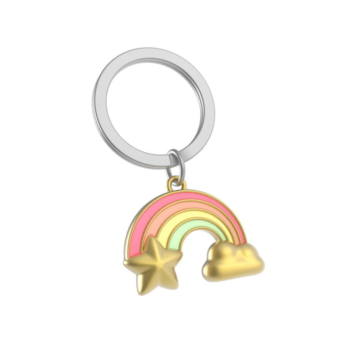 Pastel Rainbow with Cloud and Star Keyring