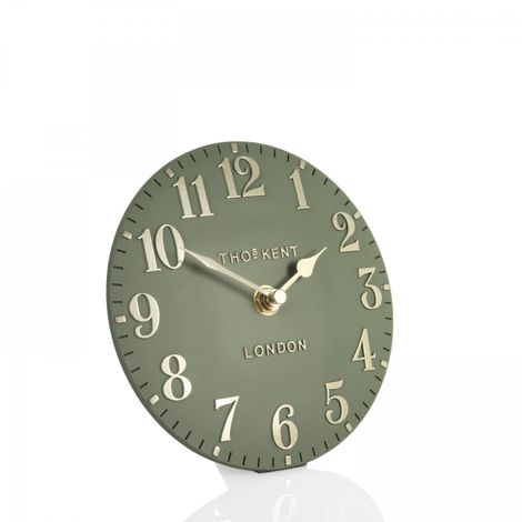 6" Arabic Mantel Clock Lichen Green
