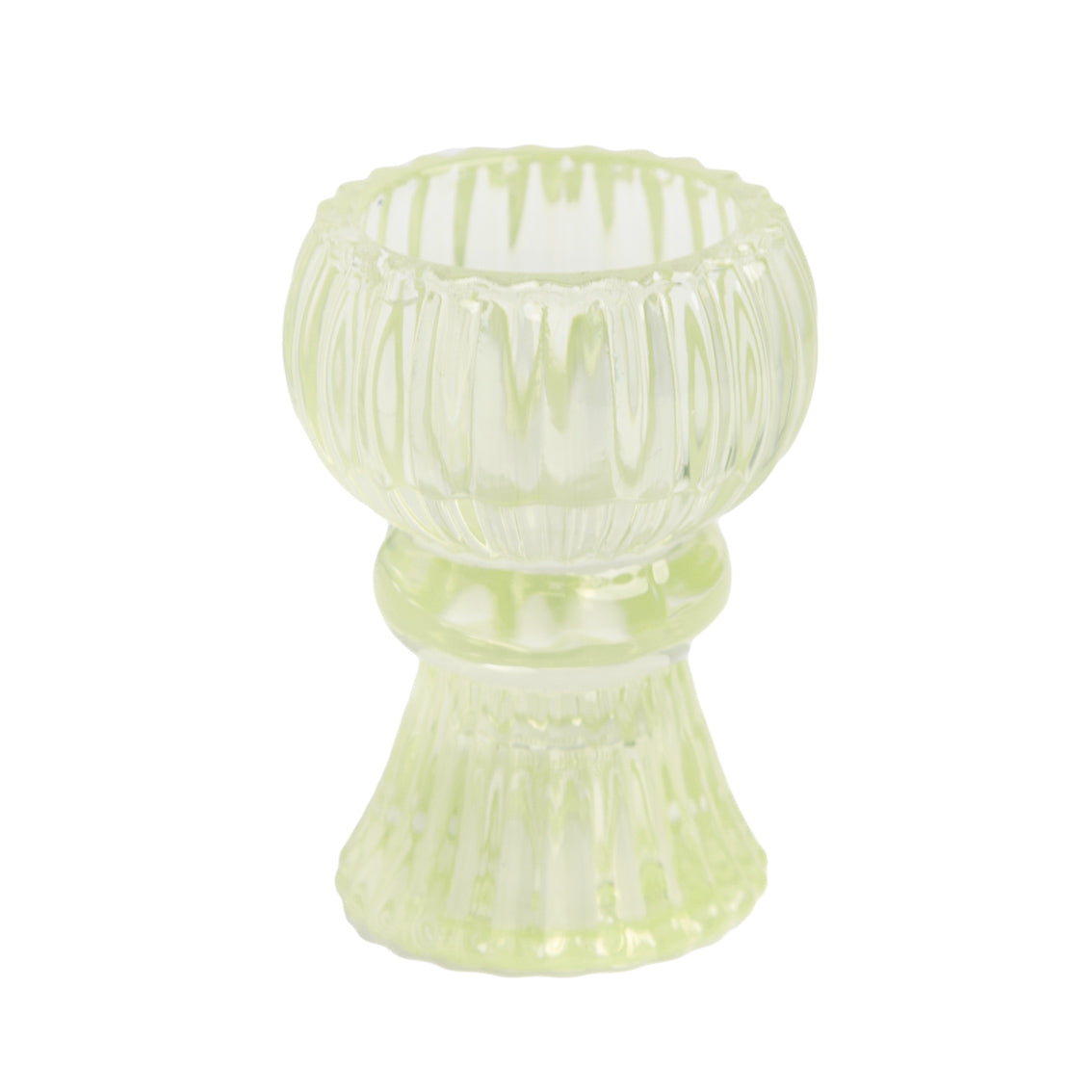 Small Green Glass Duo Candle Holder