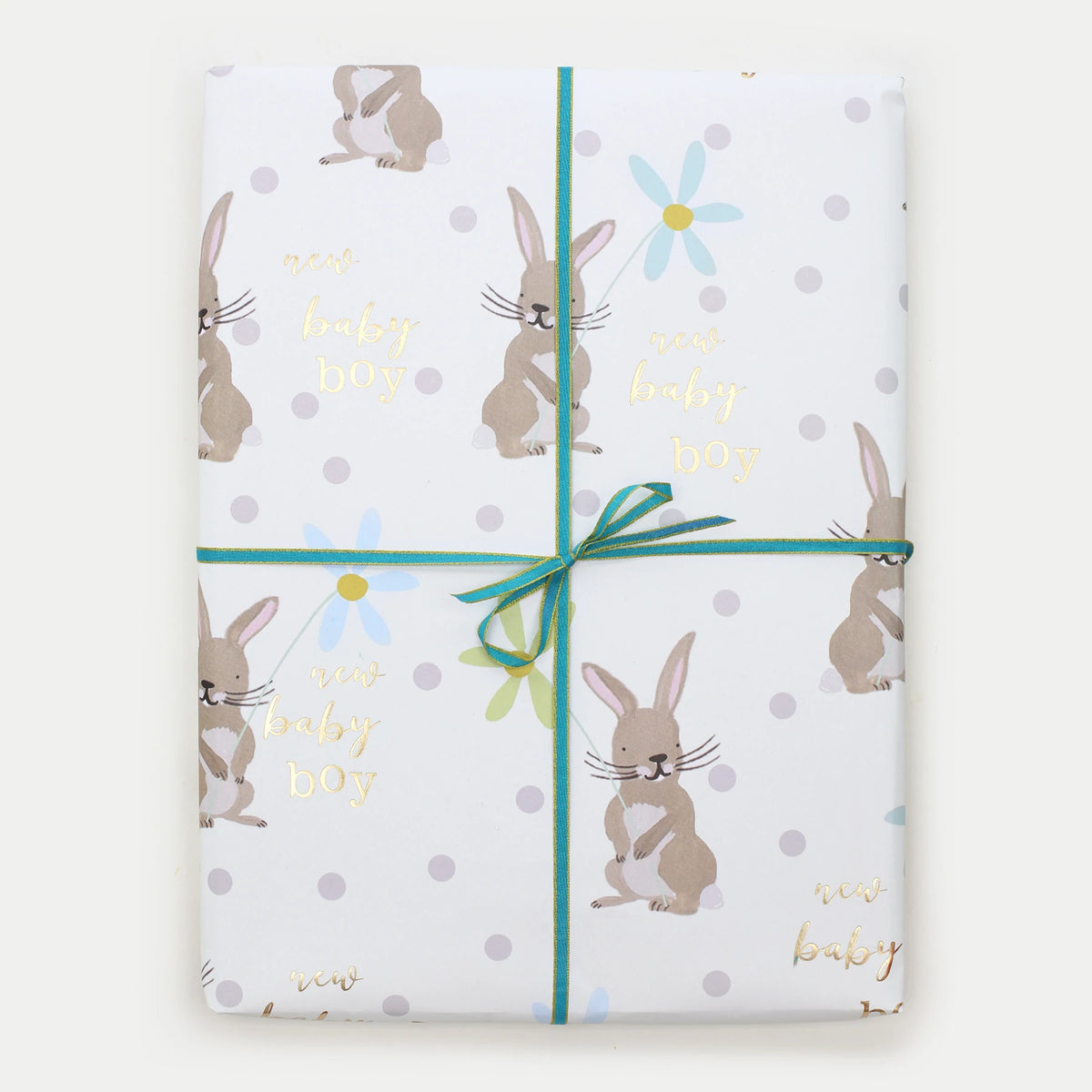 Baby Boy Bunny Gold Foil Wrap