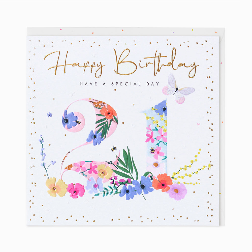 21 Birthday Special Day Floral Luxe Birthday Card