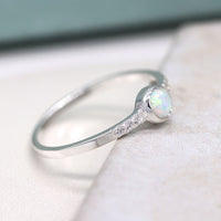 Sterling silver ring with crystals and synthetic opal - Large
