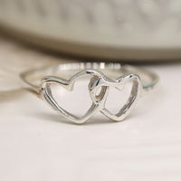 Sterling silver linked heart ring - Large