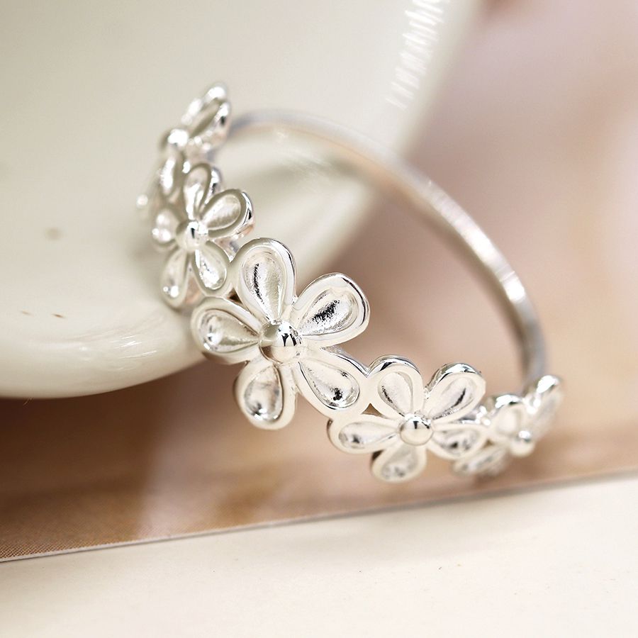 Sterling Silver Daisies Ring XL