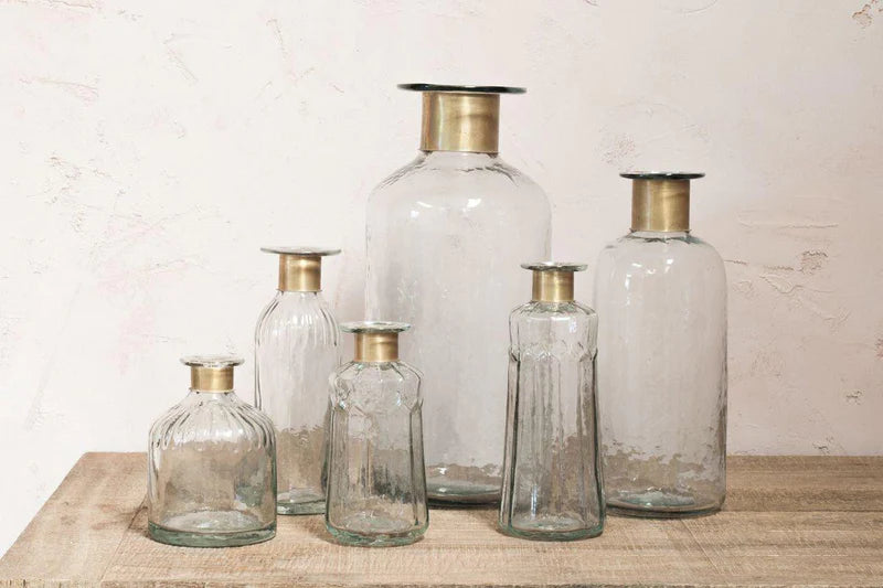 Chara Bottle Clear Glass & Brass Large