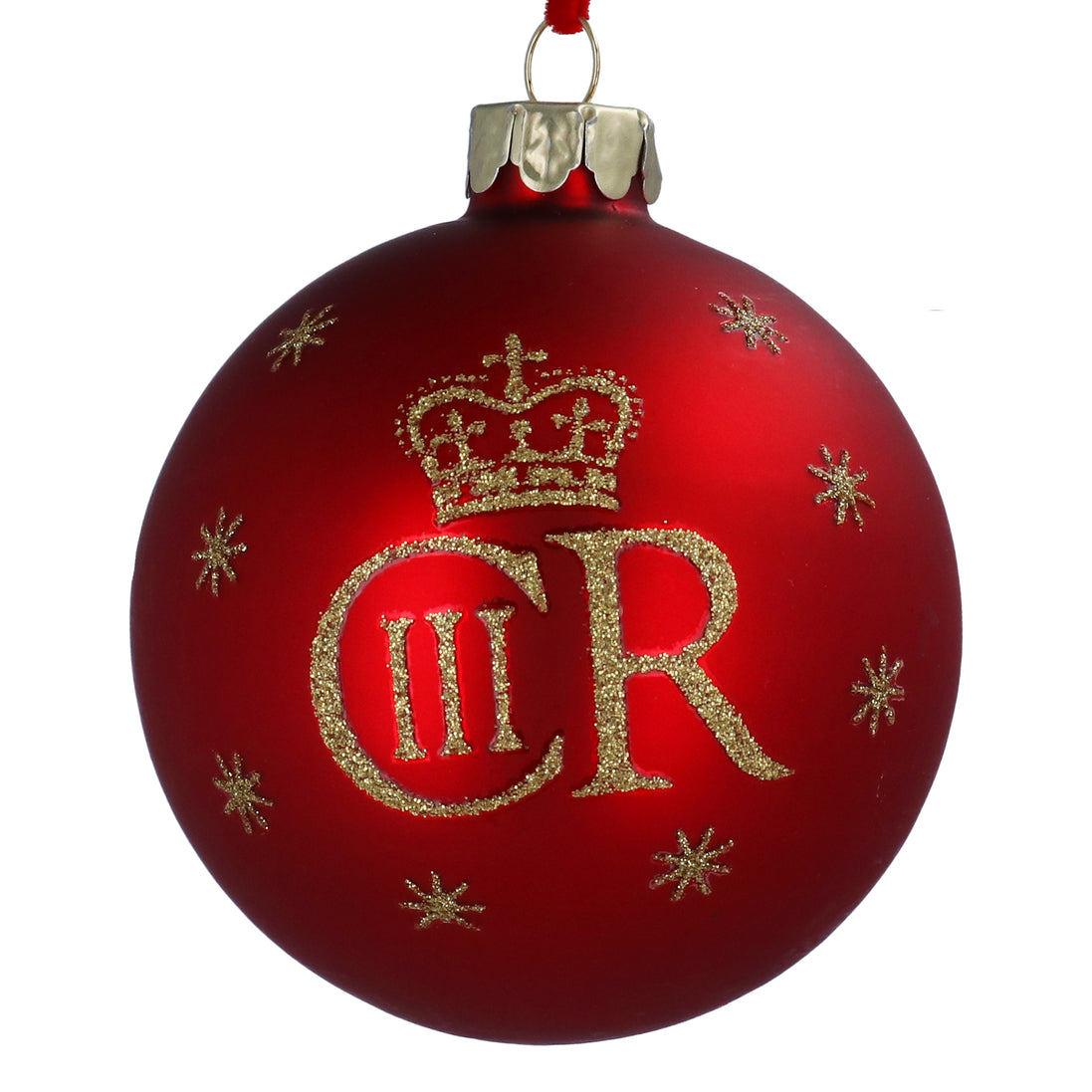 Royal King Charles Glass Bauble - Red