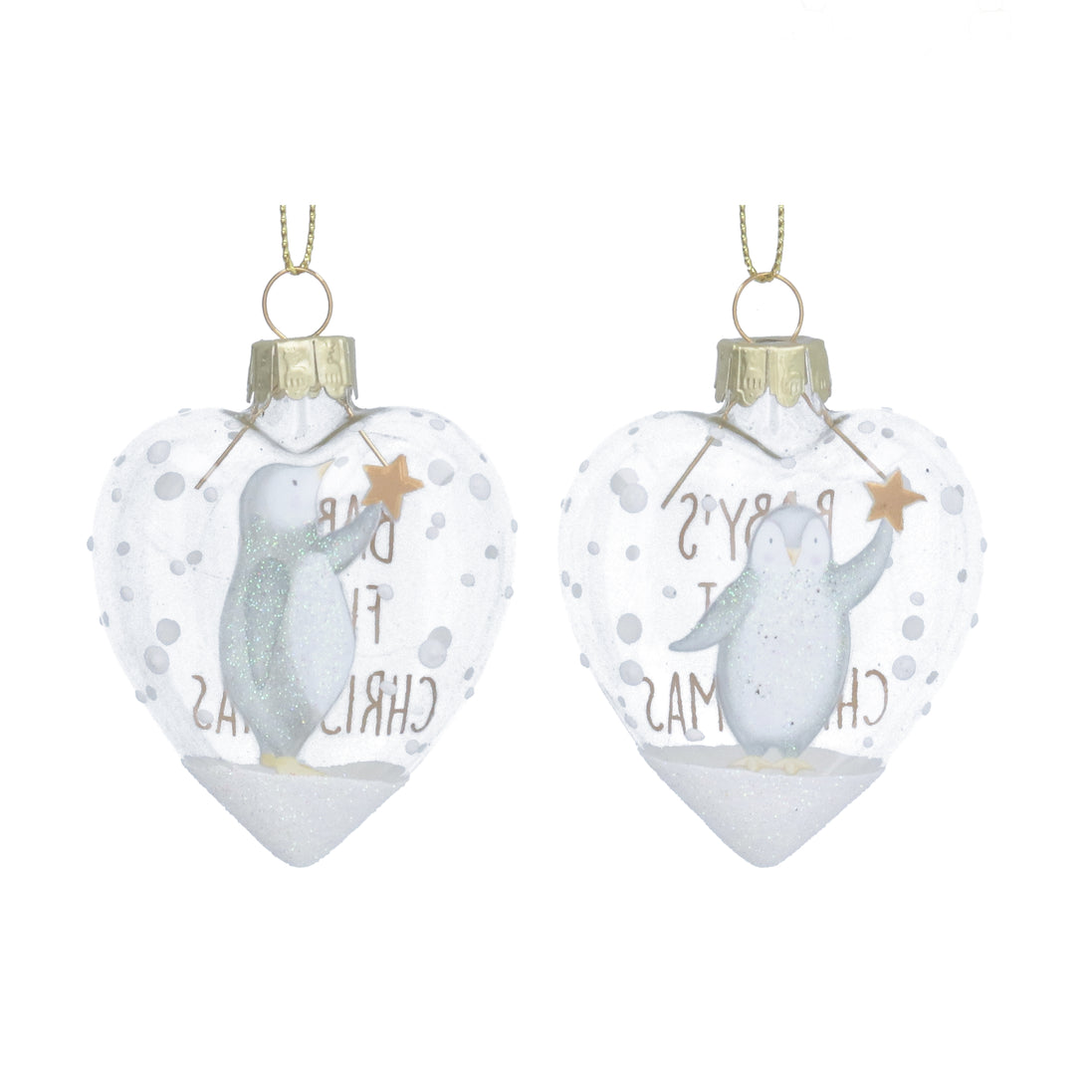Baby's 1st Christmas With Penguin Glass Bauble
