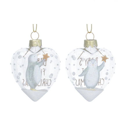 Baby's 1st Christmas With Penguin Glass Bauble