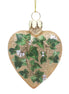 Antique Gold With Ivy Leaves Glass Heart