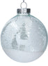 Clear Glass Bauble With White Trees & Stag