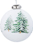 Matte White Glass Bauble with Printed Fir Trees