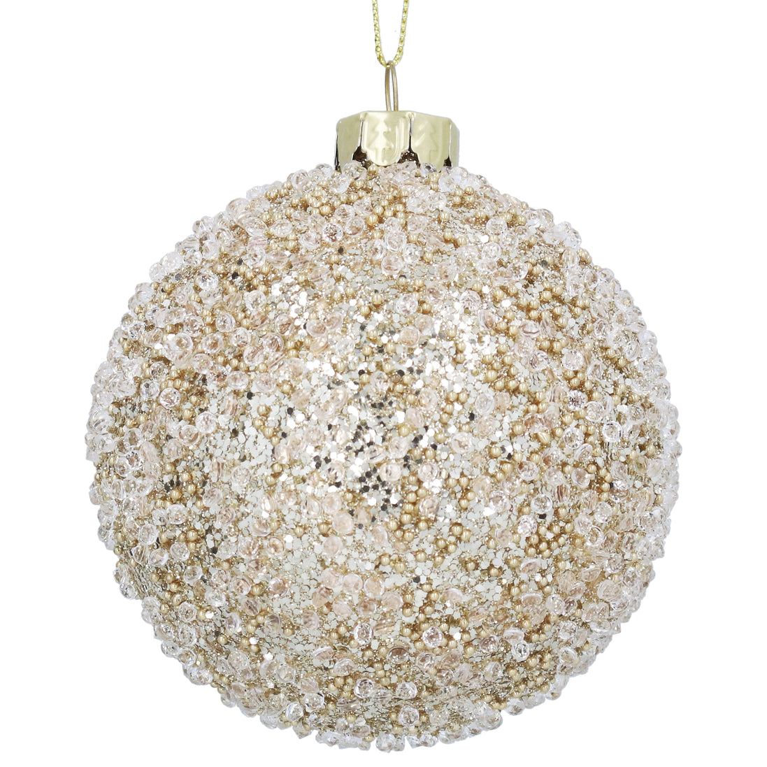 Pale Gold Beaded Glass Bauble