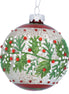 Glass Bauble with Red &amp; White Berries – Antique White