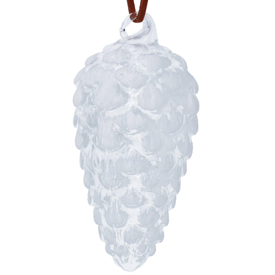 Clear White Glass Pine Cone Decoration – Small