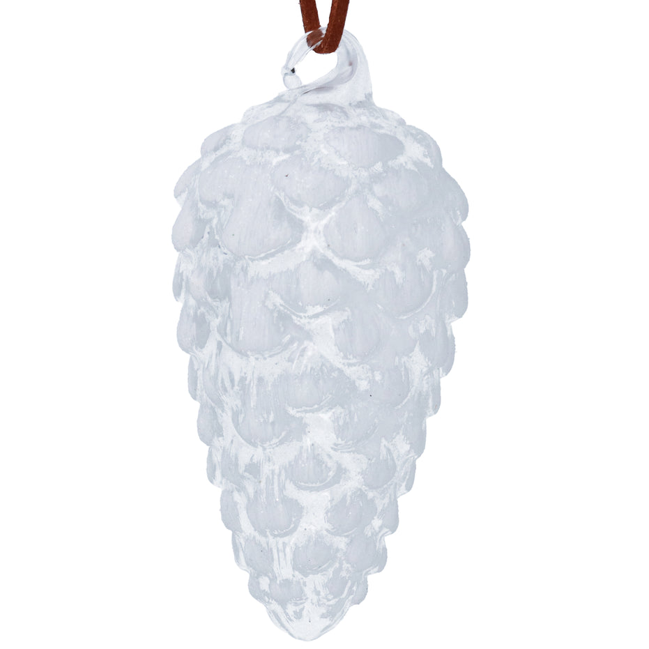 Clear White Glass Pine Cone Decoration – Small