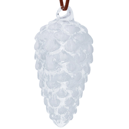 Clear White Glass Pine Cone Decoration – Small