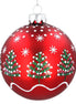 Christmas Trees & Stars Glass Bauble - Matte Red