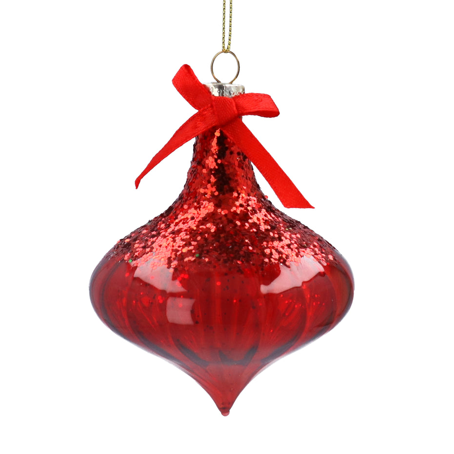 Clear Sparkling Red Glass Ogee