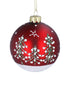 Mottled Red Sparkling Glass Bauble with Trees