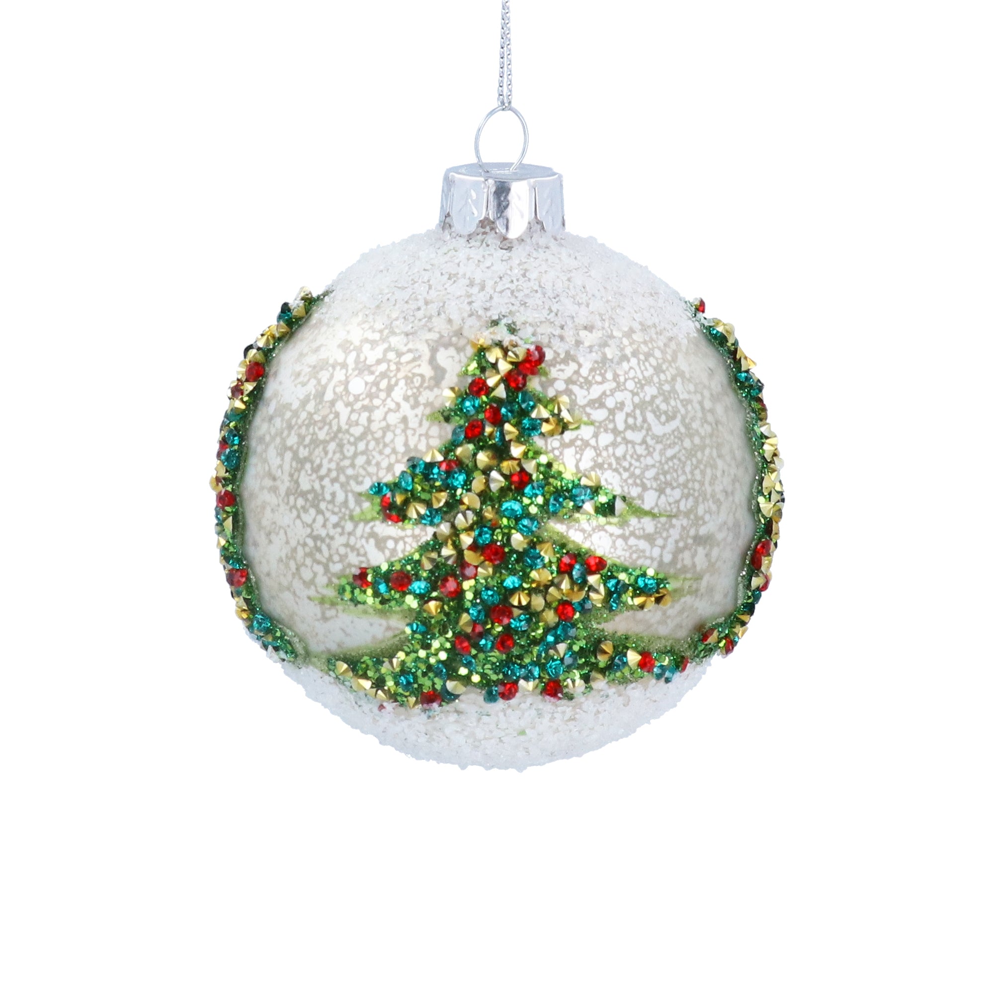 Green and White Multicoloured Tree Bauble