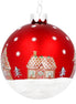 Matte Red Glass Bauble with Gingerbread House