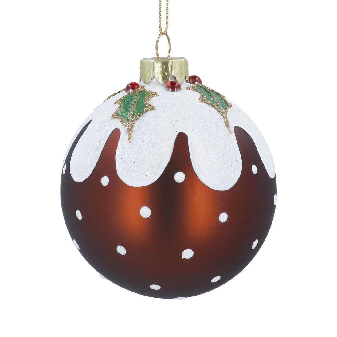 Christmas Pudding Glass Bauble