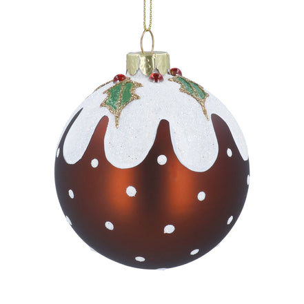Christmas Pudding Glass Bauble