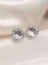Crystal Silver Plated Round Stud Earrings