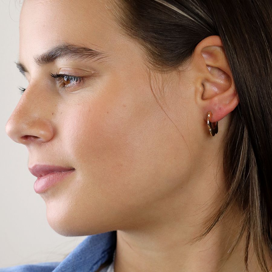 Gold Flower Sleeper Earrings