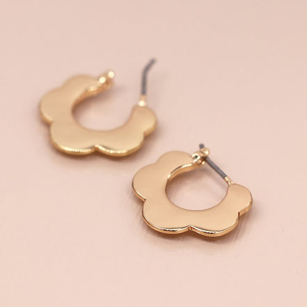 Gold Flower Sleeper Earrings
