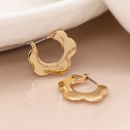 Gold Flower Sleeper Earrings