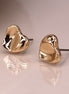 Gold Wavy Heart Stud Earrings