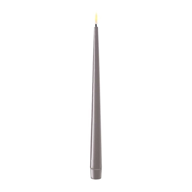 Grey LED Shiny Dinner Candle 2pcs - 28cm