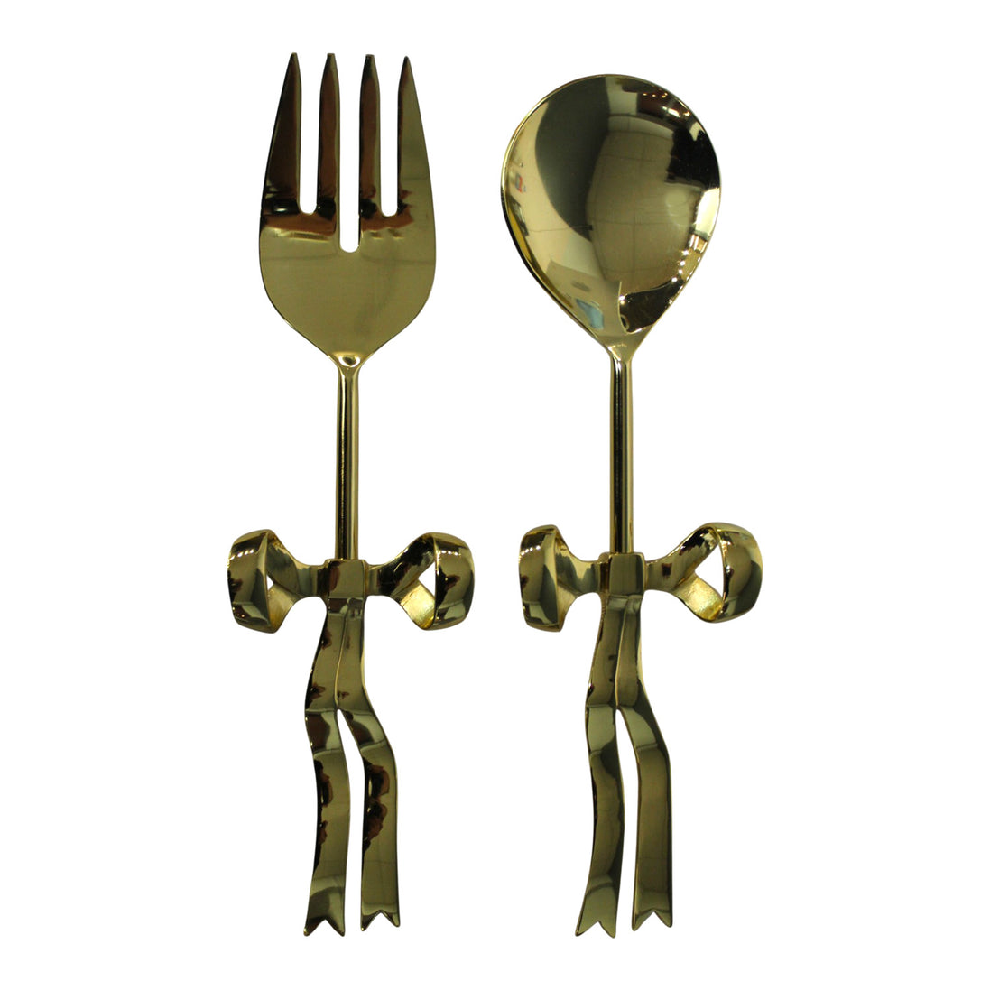 Set Of 2 Salad Servers Gold Bows