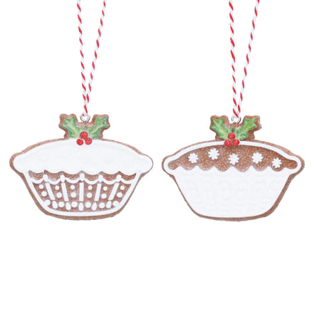 Resin Gingerbread Mince Pie With Holly Decoration,