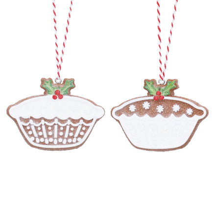 Resin Gingerbread Mince Pie With Holly Decoration,