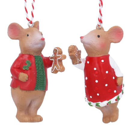 Resin Holly & Alfie Mouse with Gingerbread Decoration