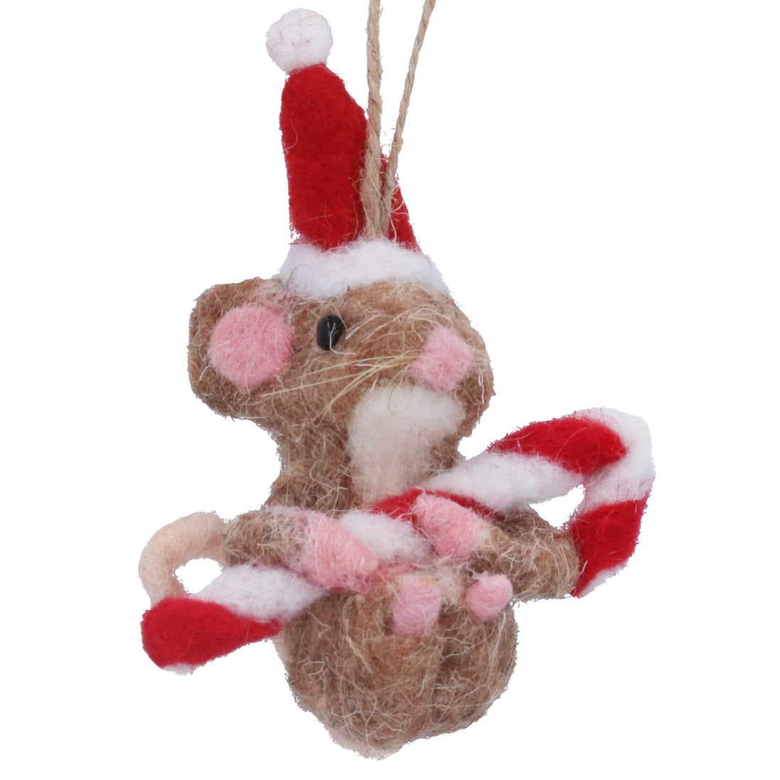 Mouse With Candy Cane Decoration - Mixed Wool