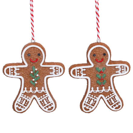 Resin Gingerbread Man With Holly Decoration, 2As,