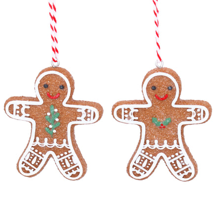 Resin Gingerbread Man With Holly Small Decoration,